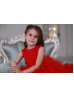 Beaded Red Lace Tulle Ruffle Flower Girl Dress Birthday Dress